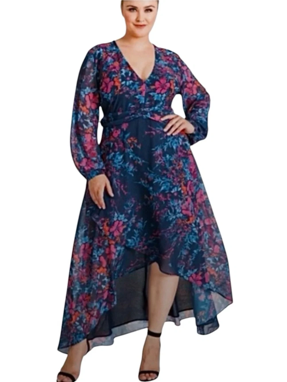 Standards & Practices Carter Dark Floral Asymmetrical Maxi Dress 2X NWT Romantic